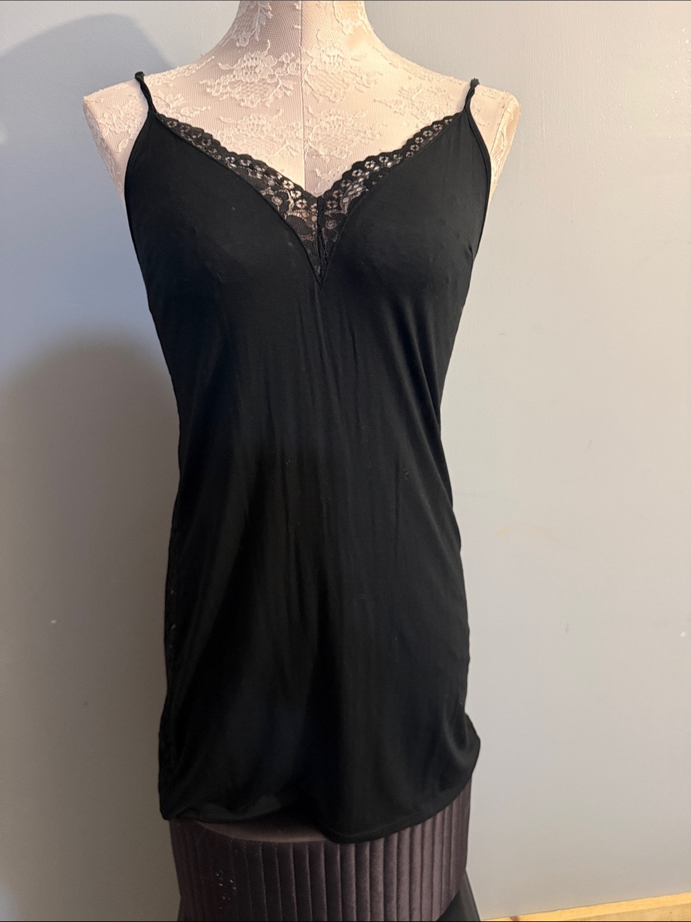 Victoria's Secret Black Lace-Trim Slip